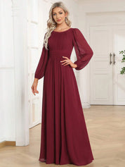 Eliza - Elegantes Chiffon Kleid mit Laternenärmeln