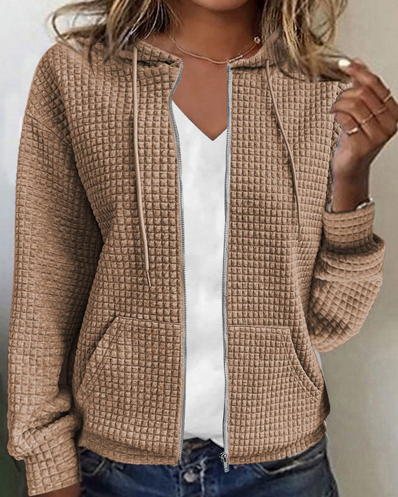 Susanne - Lässiger Waffelpullover mit Kapuze