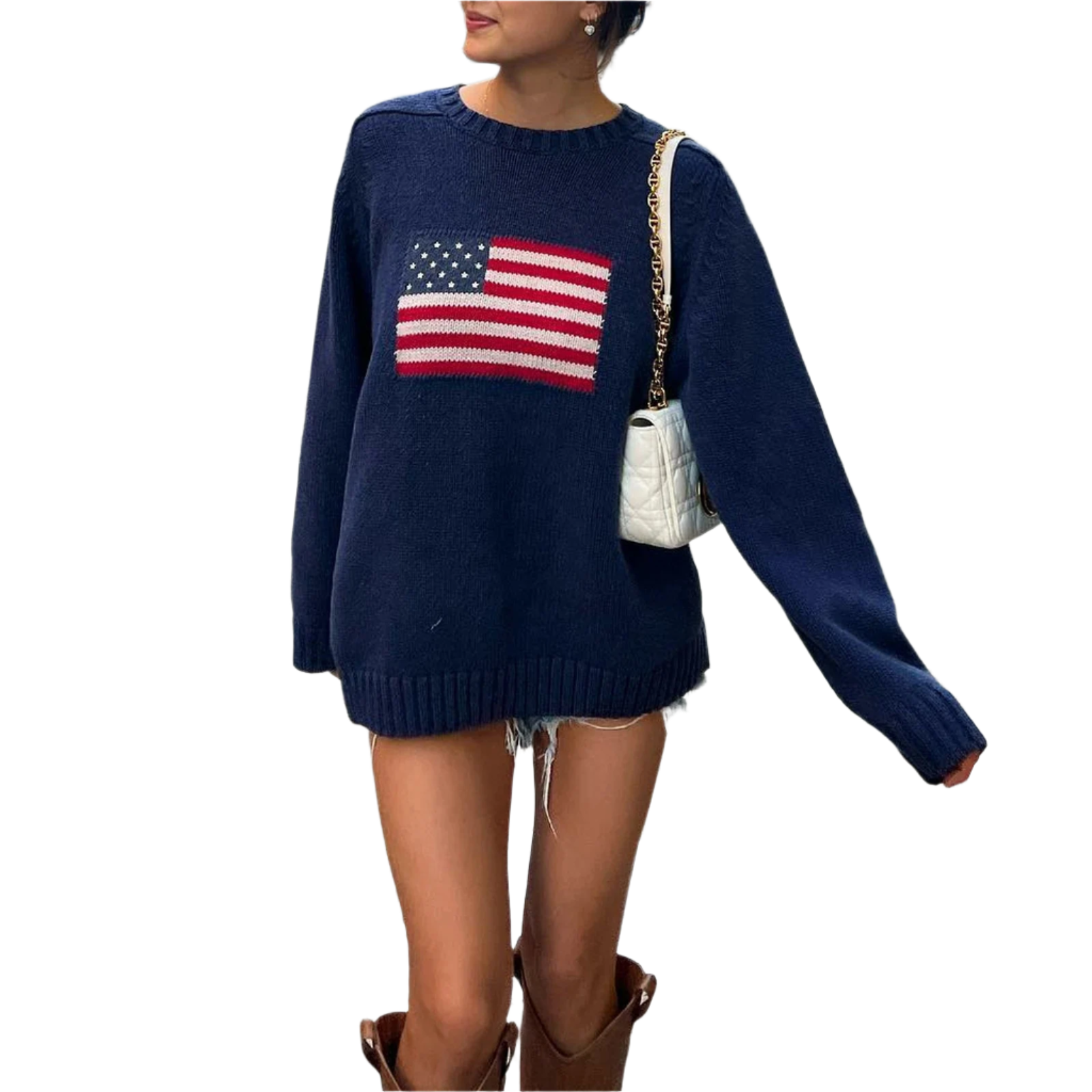 Ellanie - Strickpullover Amerikanische Flagge