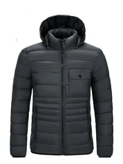 Bader - Warmer Puffer-Herren-Wintermantel mit Kapuze und Stehkragen