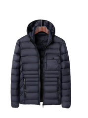 Bader - Warmer Puffer-Herren-Wintermantel mit Kapuze und Stehkragen