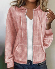 Susanne - Lässiger Waffelpullover mit Kapuze