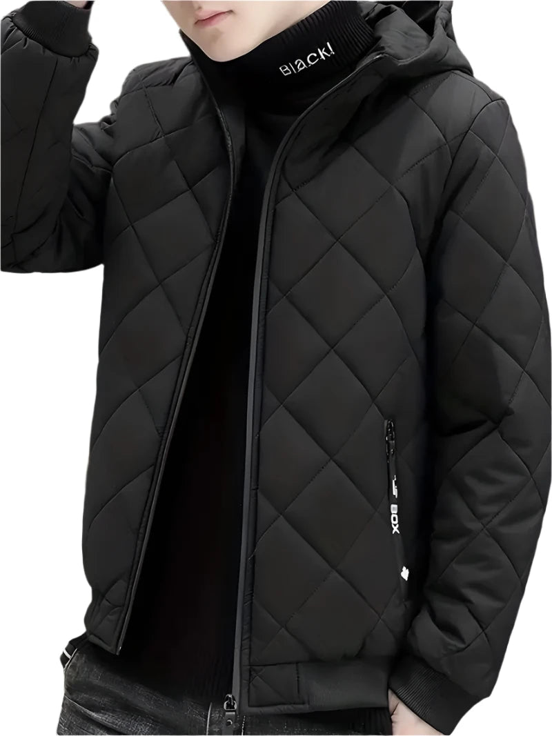 Gerwin - Warme Winterjacke mit Kapuze: wattierte Herbst- und Winter-Outdoorjacke für Herren