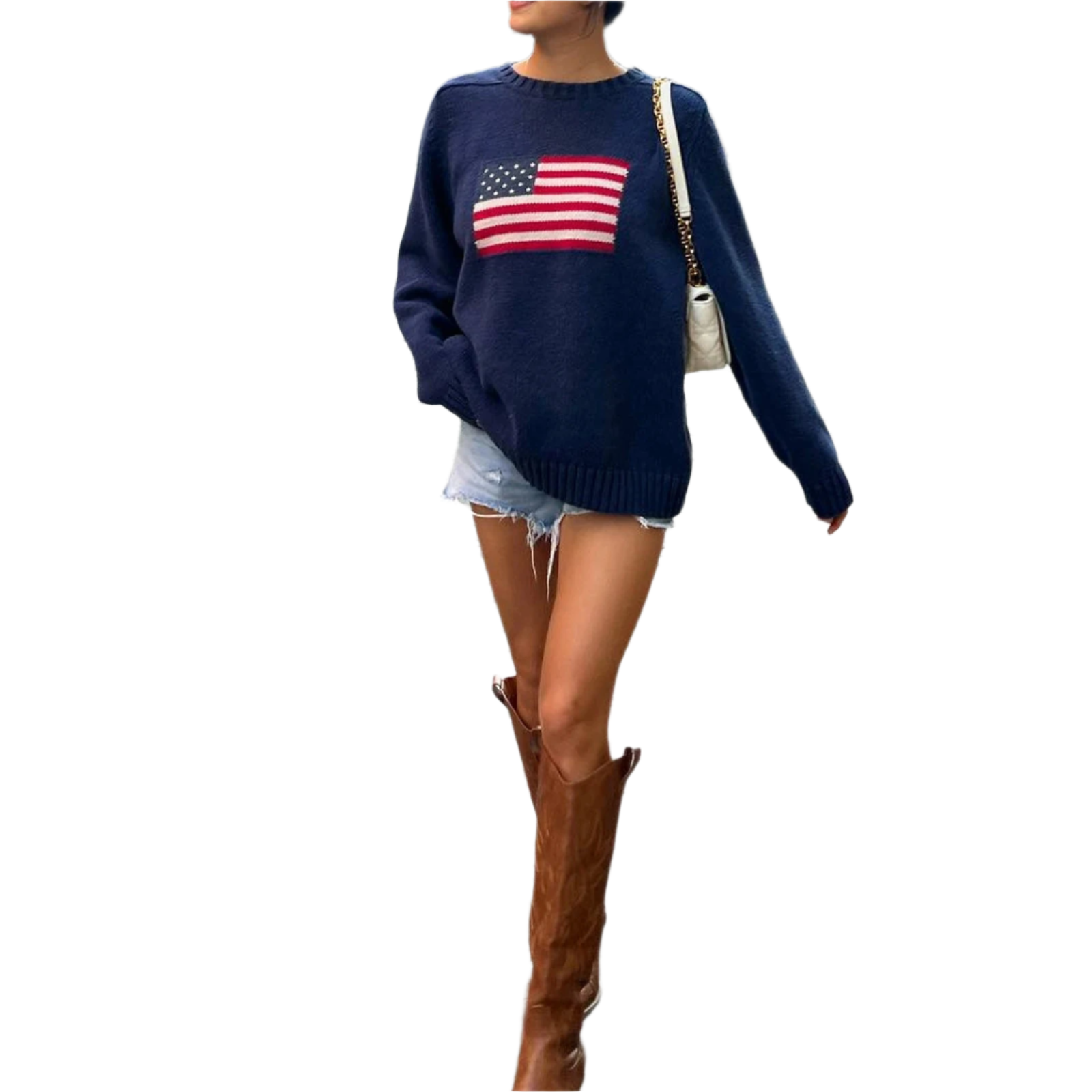 Ellanie - Strickpullover Amerikanische Flagge