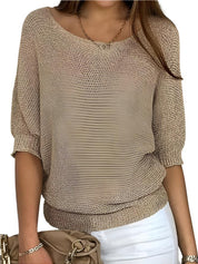 Bernice - Pullover mit Rundhalsausschnitt in massivem Gold