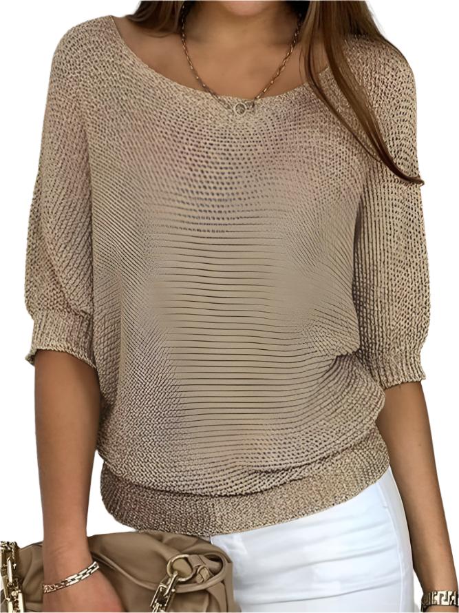 Bernice - Pullover mit Rundhalsausschnitt in massivem Gold