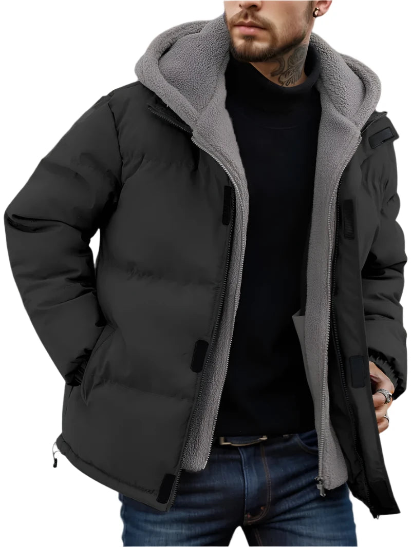 Levi - Warme Fleecejacke für Outdoor-Aktivitäten und Winterkleidung, zweiteilige Herren-Kapuzenjacke