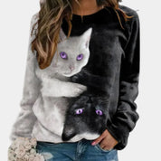 Violet - Katze gedruckt Langarm-Shirt