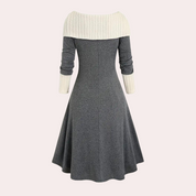 Lokrina - Zweifarbiges Kleid mit langen Ärmeln für Damen