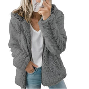 Joanne - Flauschige Strickjacke mit Kapuze für Frauen