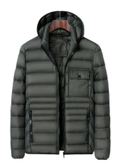 Bader - Warmer Puffer-Herren-Wintermantel mit Kapuze und Stehkragen