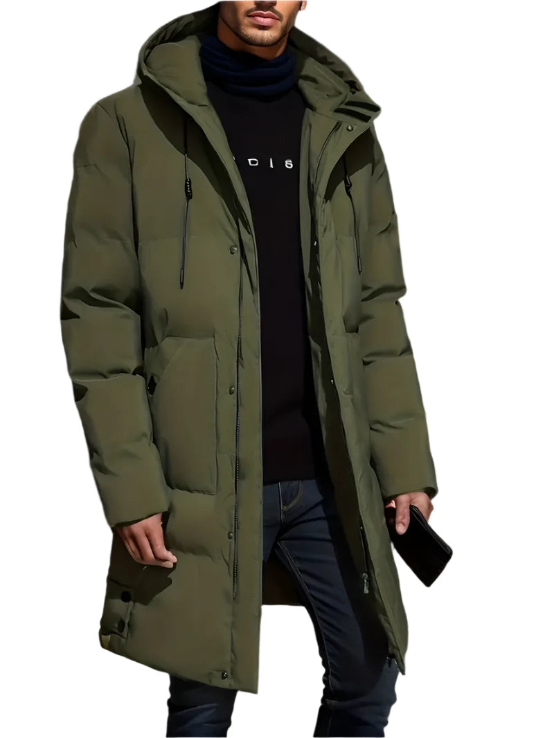 Dylan - Warmer Herren Wintermantel - wattierte Jacke mit Kapuze und Reißverschluss