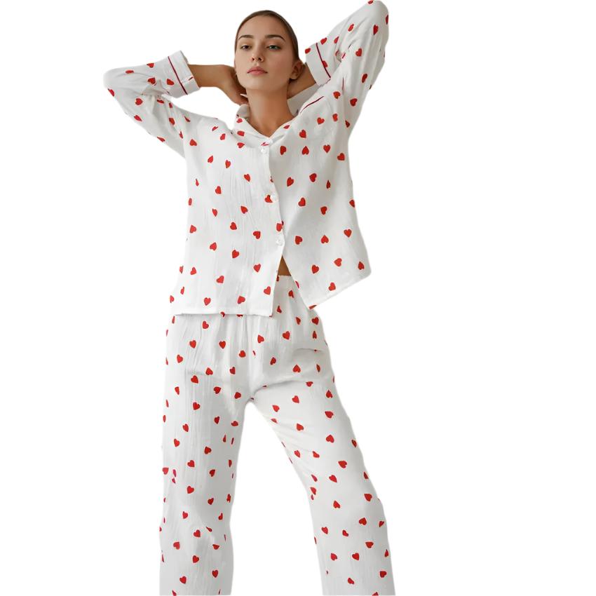 Roza - Damen-Pyjama-Set mit Herzmotiven