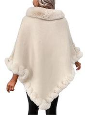 Marilyn - Winterponcho mit Details aus Kunstfell