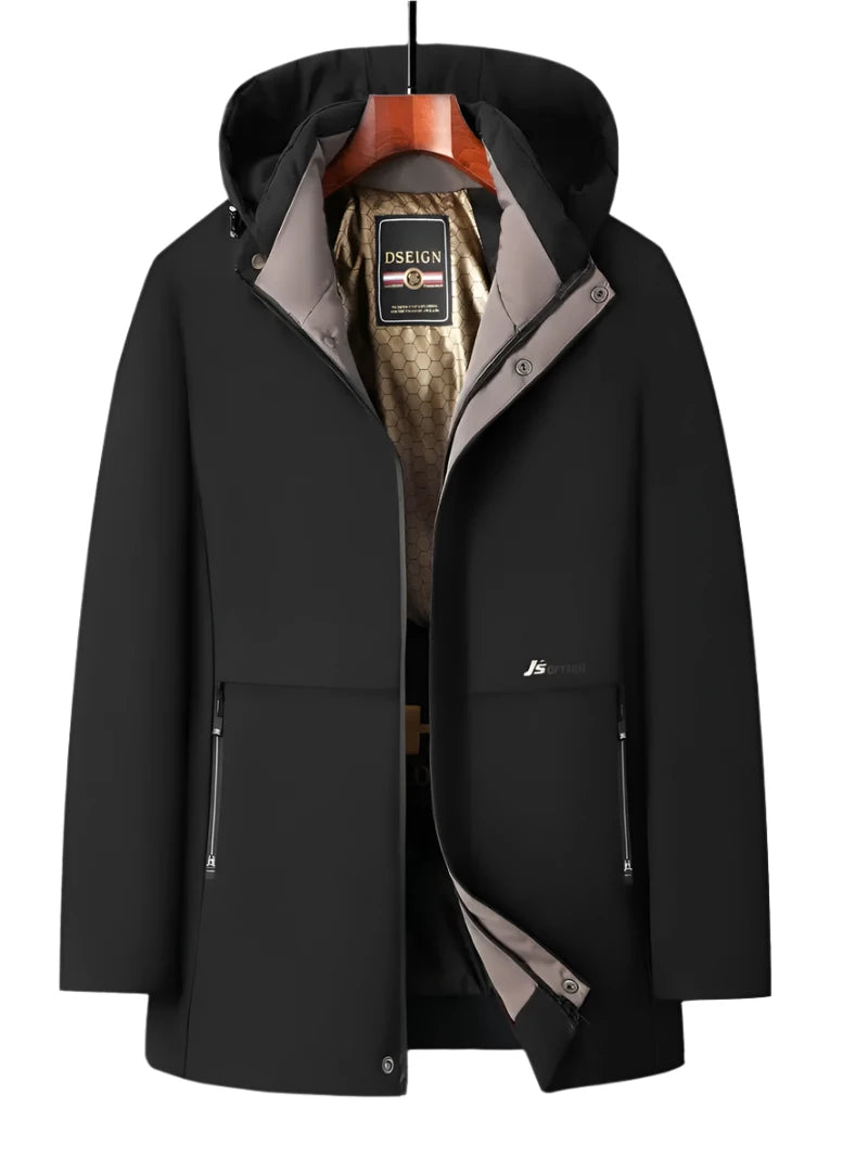 Jamel - Warme Winterjacke mit Reißverschluss und Taschen für Herren Steppjacke mit Kapuze